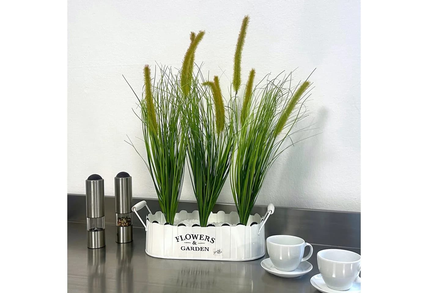Floratexx Künstlicher Grasbusch mit Dolden Grün