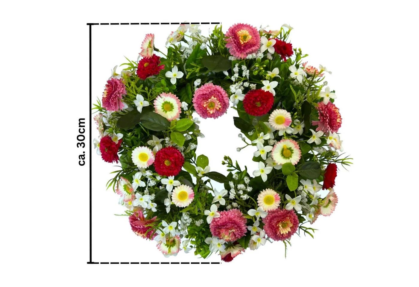 Kunstkranz Künstlicher Belliskranz 30cm Gänseblümchen Türkranz Ostern Rosa Pink Floratexx GmbH - Bild 3