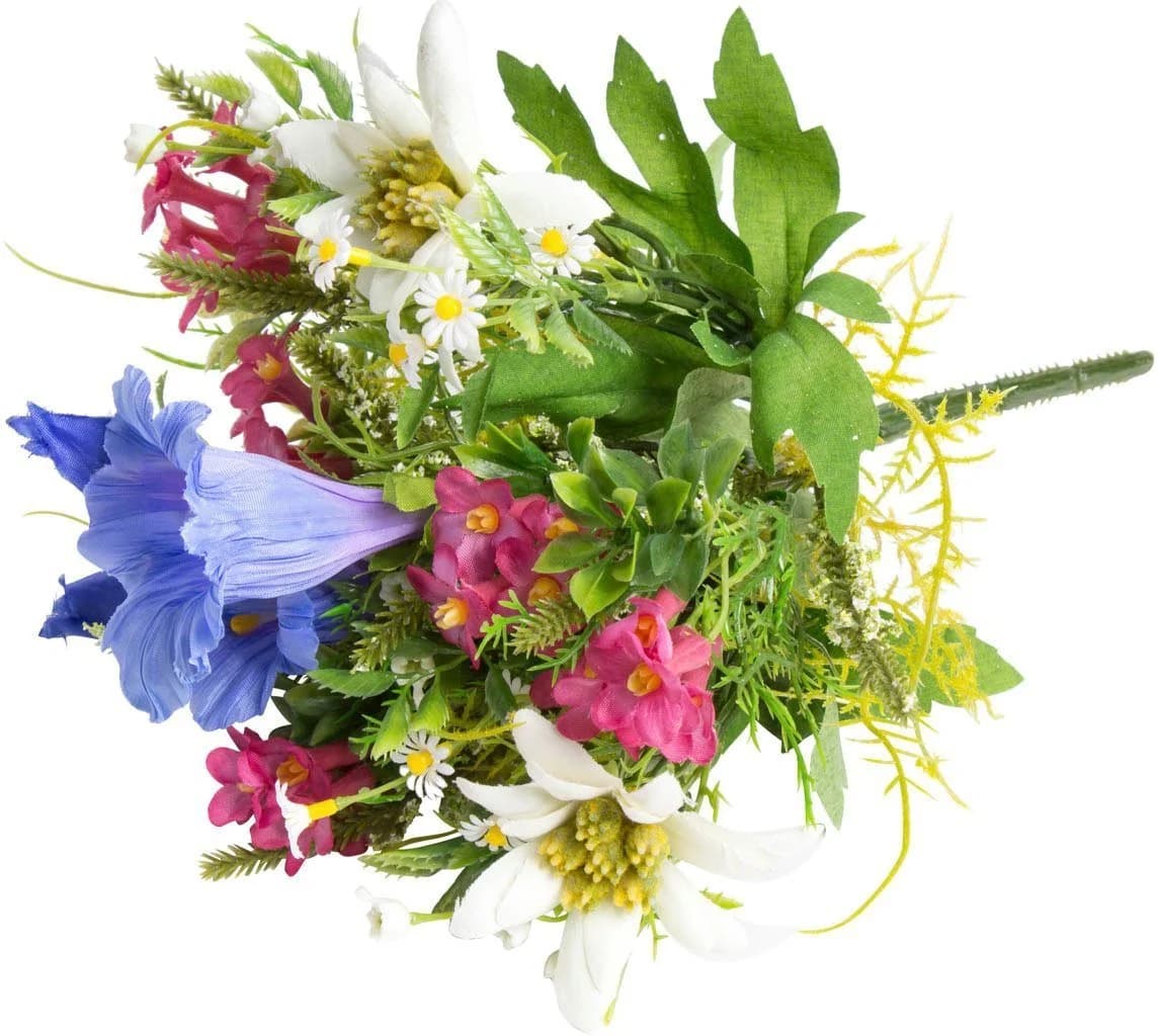 Botanic-Haus Kunstblumenstrauß Edelweiß Enzian Alpenrose Alpenblüten