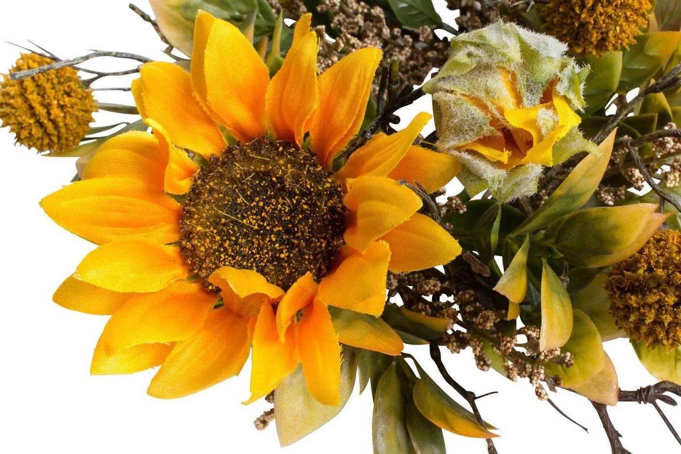 Botanic-Haus Kunstkranz Sonnenblumenkranz Gelb Grün Kunstfaser