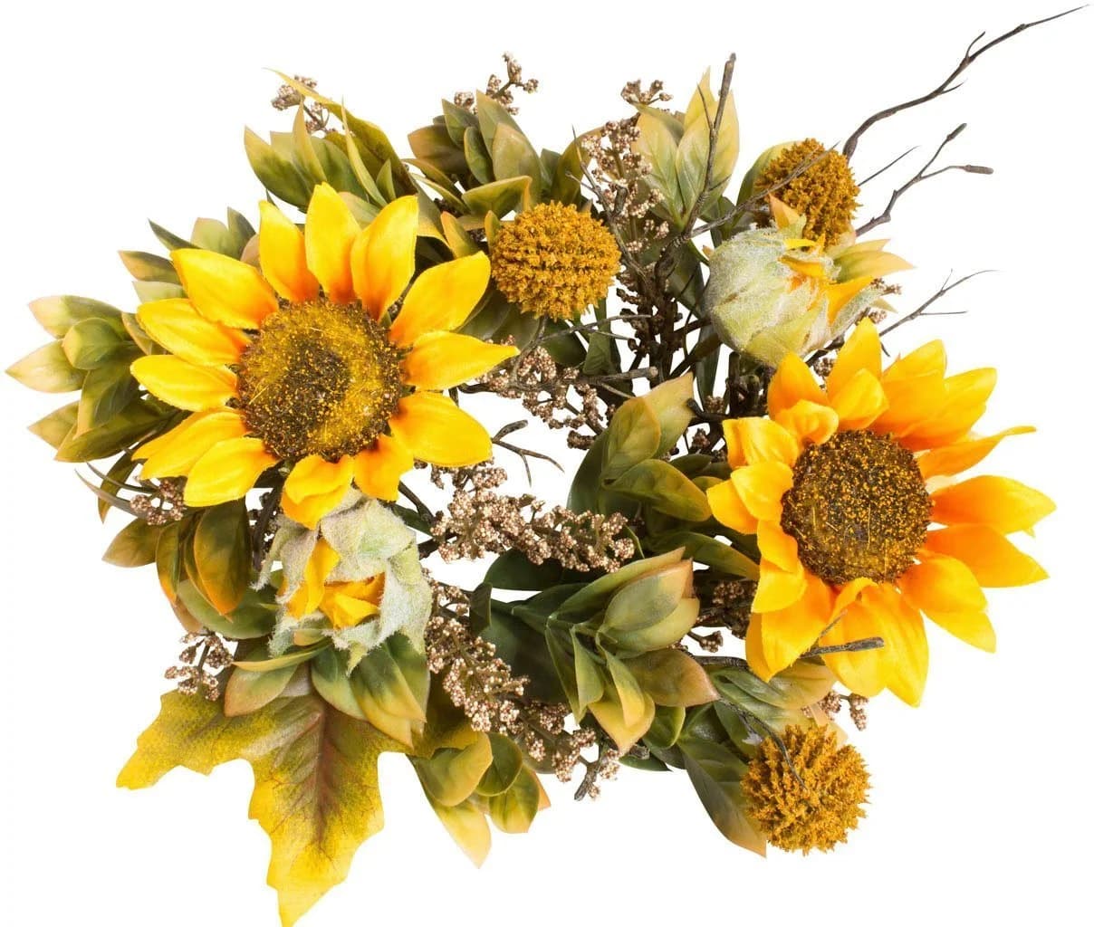 Botanic-Haus Kunstkranz Sonnenblumenkranz Gelb Grün Kunstfaser - Bild 2