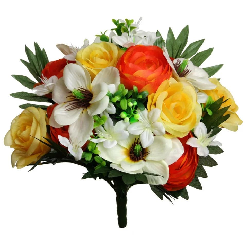 Floratexx GmbH Kunstblumenstrauß Rose-Magnolie Gelb-Orange