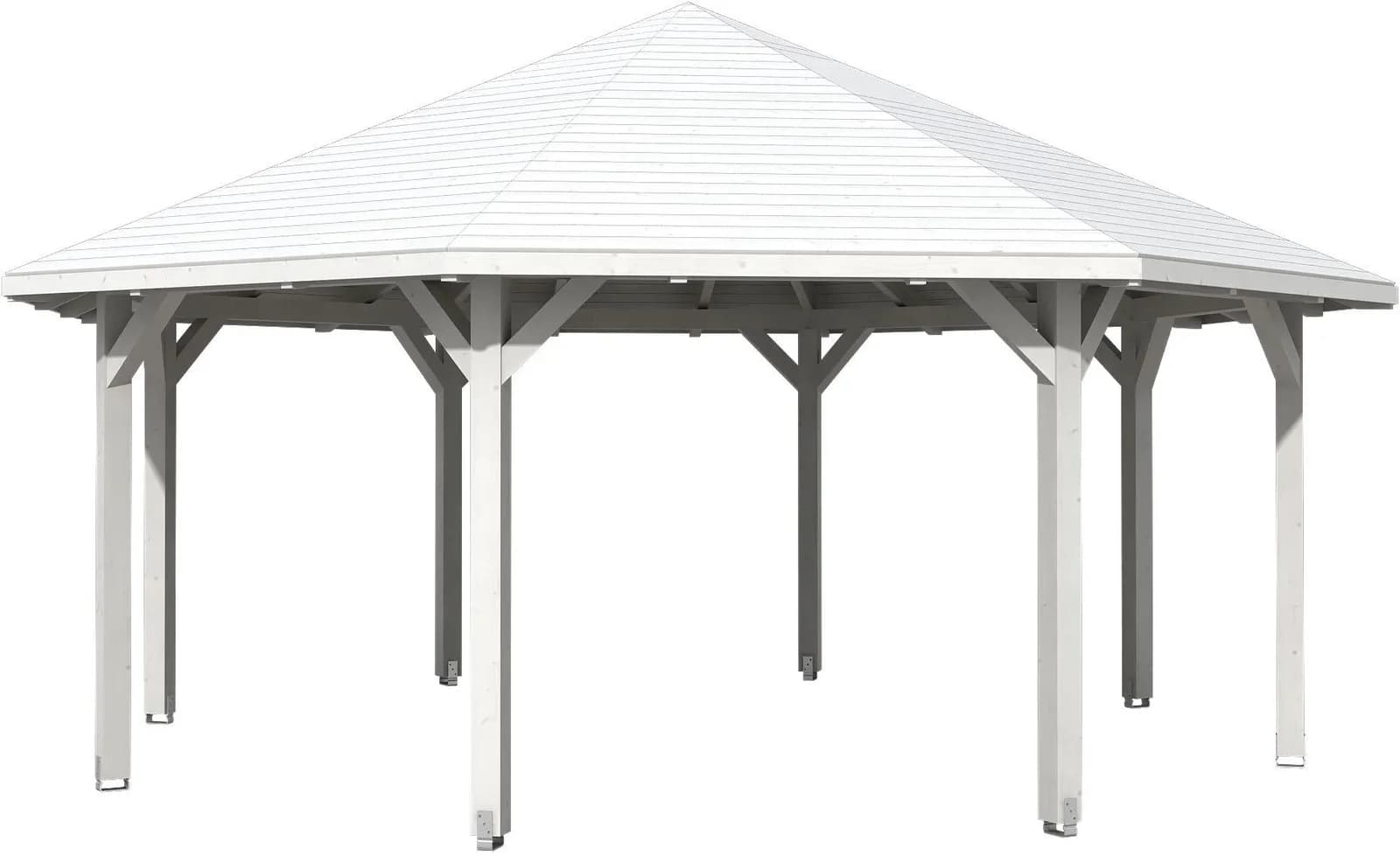 SKANHOLZ Holzpavillon Nice 4 Weiß Achteckig Leimholz