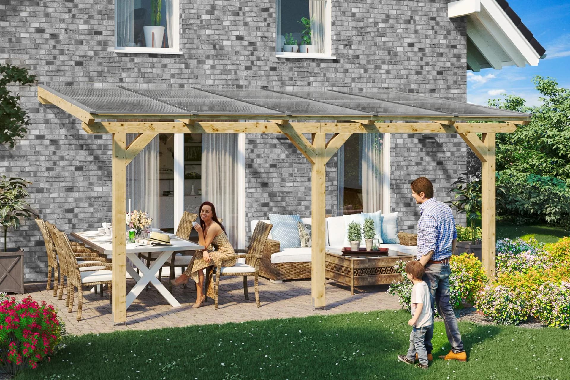 SKANHOLZ Terrassenüberdachung Bormio 541x350 cm Natur Polycarbonat