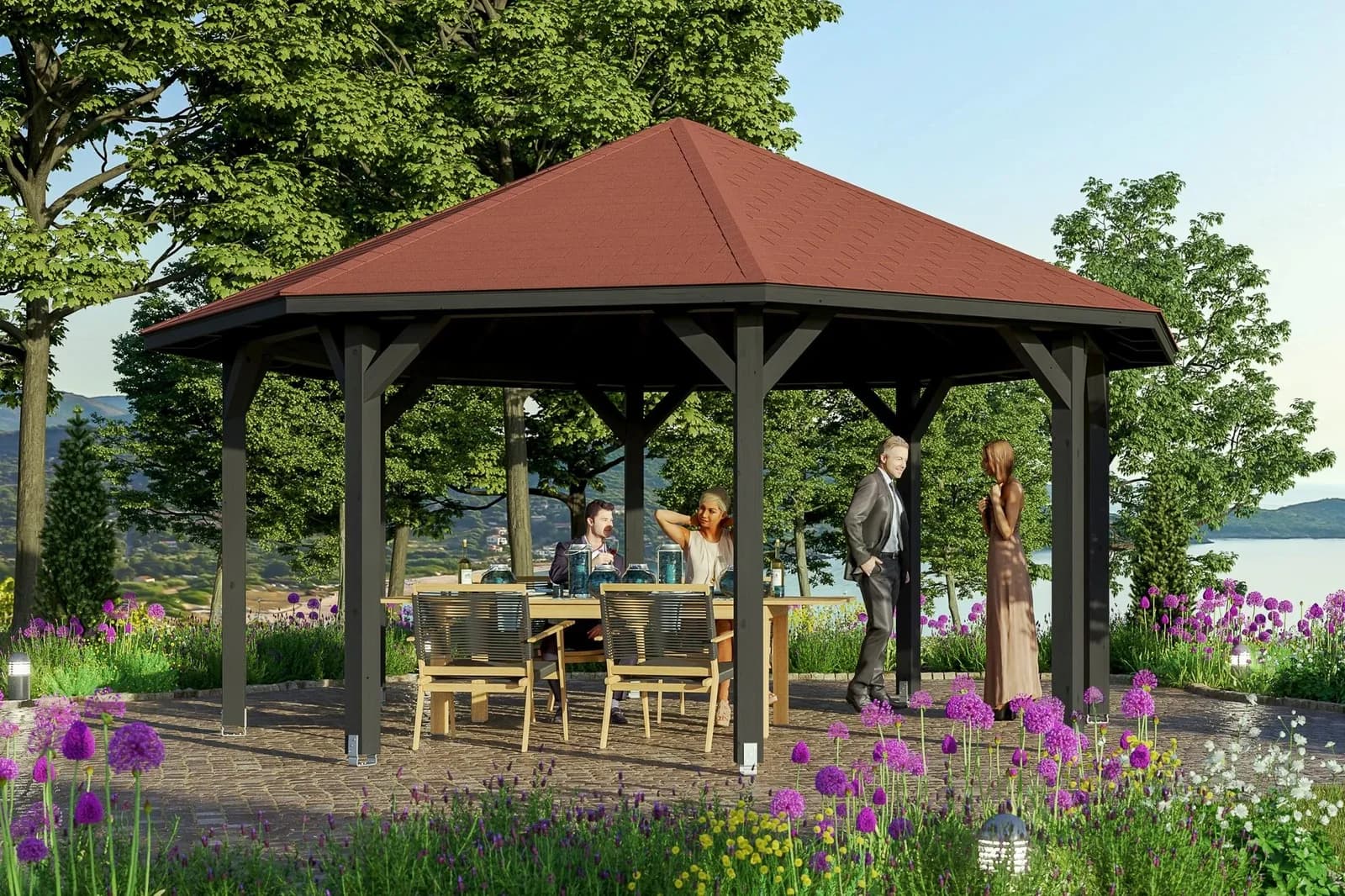 Pavillon SKANHOLZ Nice 3 Anthrazit 8-Eck Pavillon