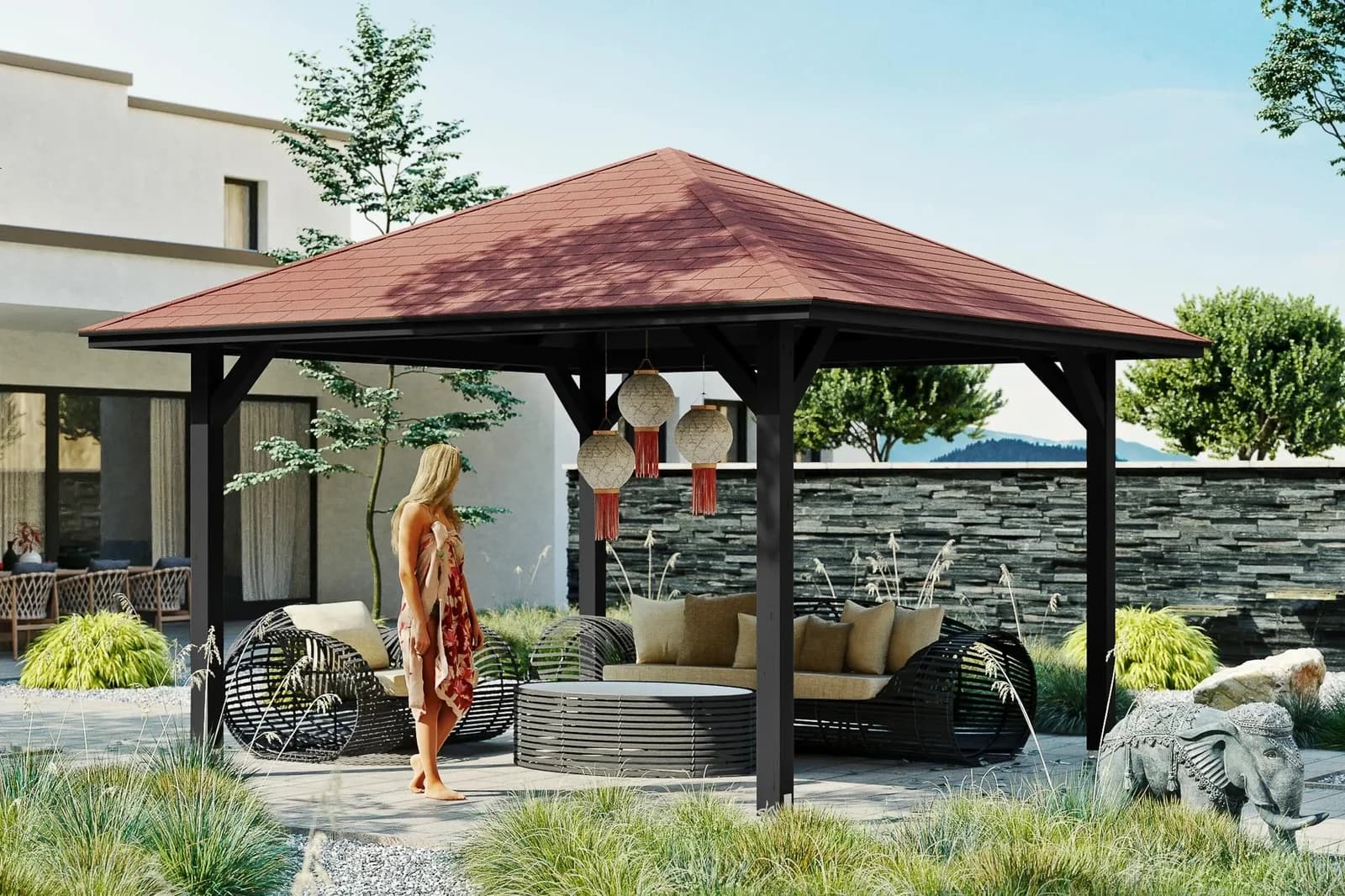 SKANHOLZ Pavillon Cannes 2 Anthrazit 439x439 cm