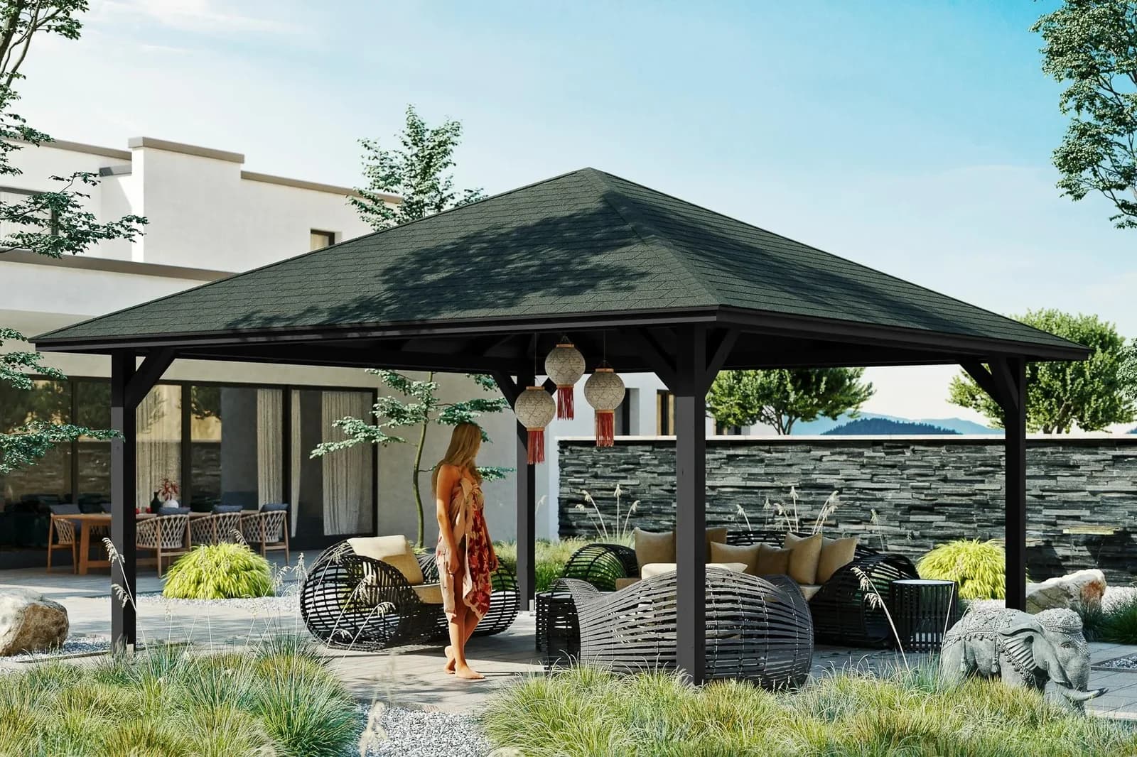 SKANHOLZ Pavillon Cannes 4 Anthrazit 569x569 cm