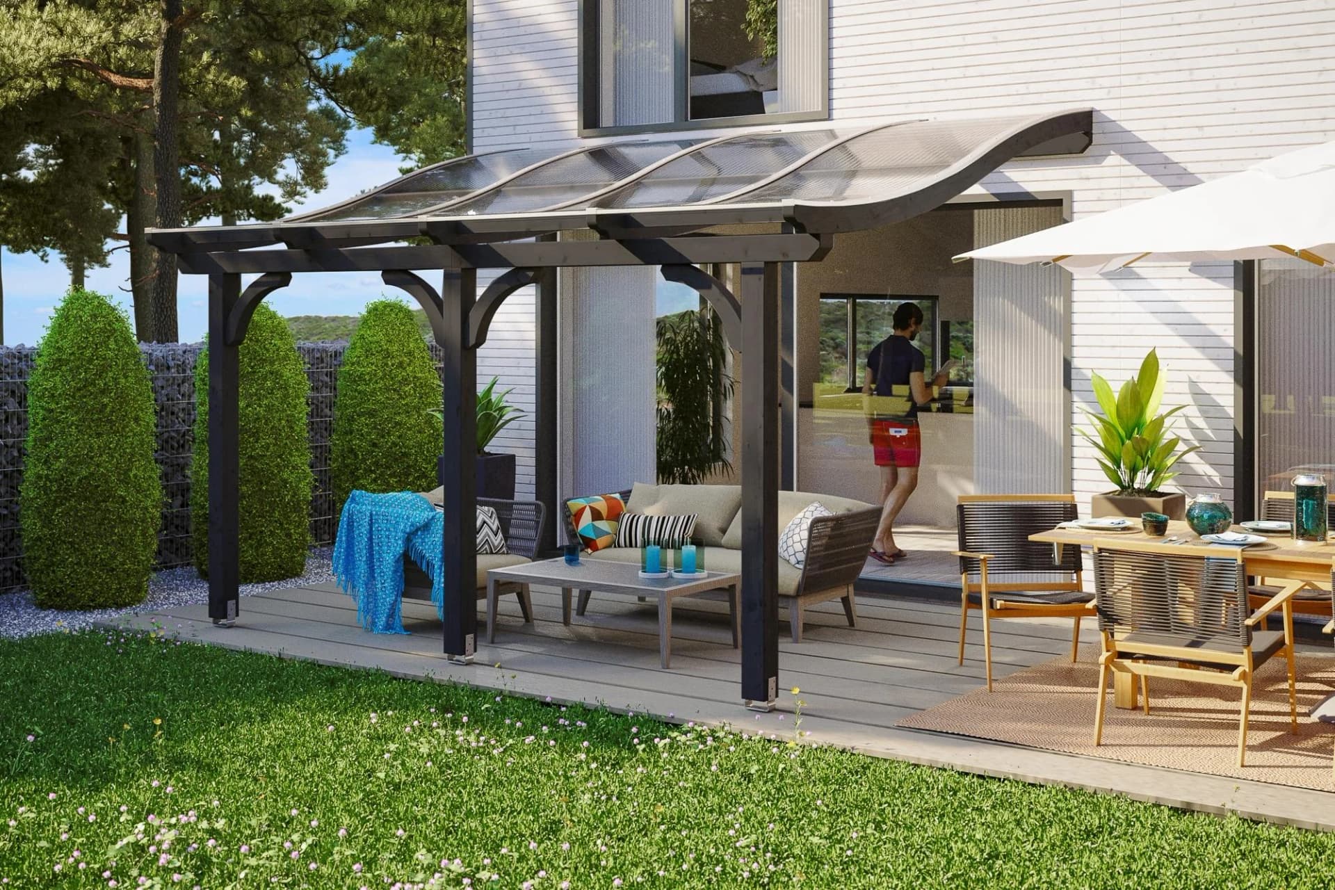 Terrassendach SKANHOLZ Venezia Anthrazit Polycarbonat
