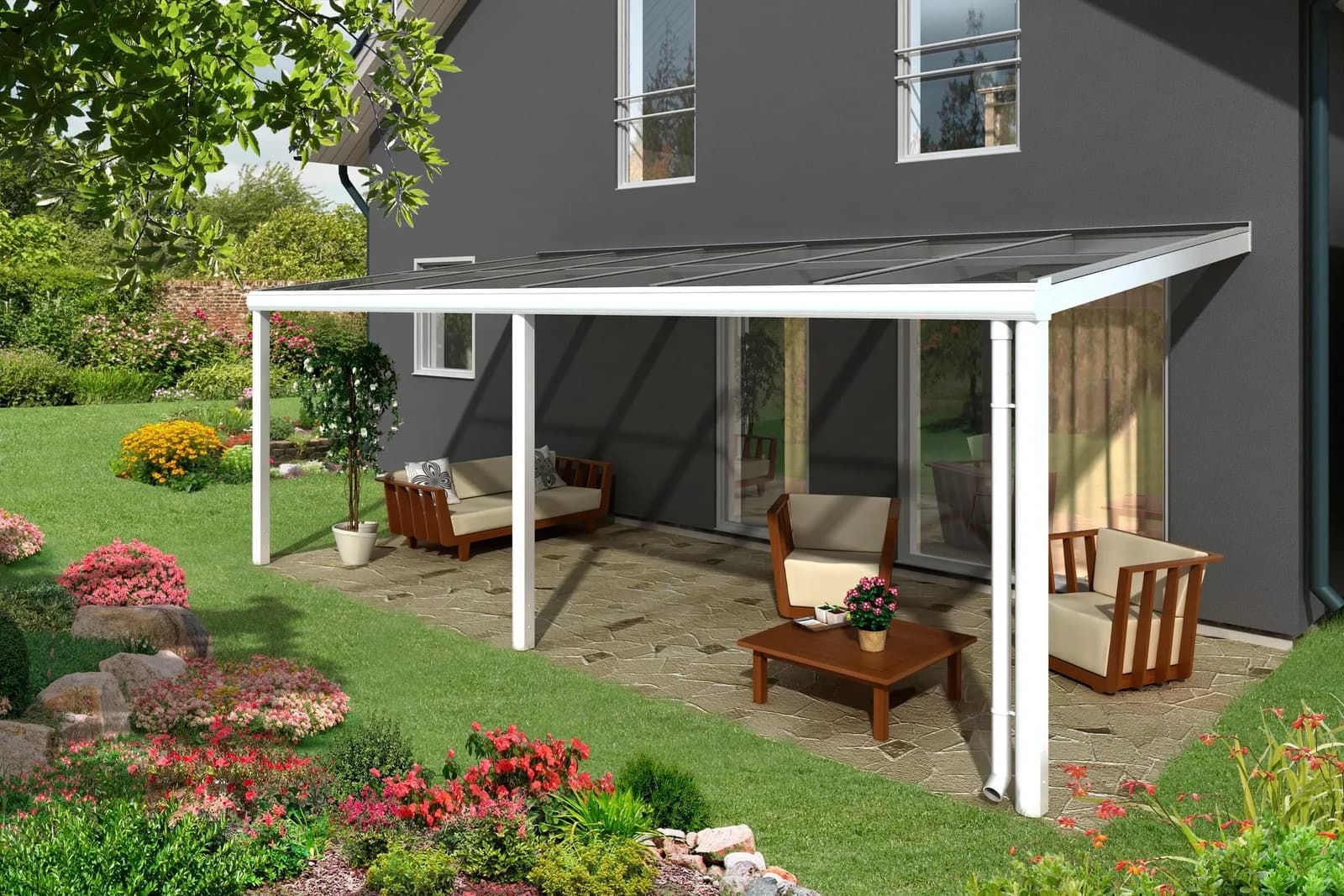 Terrassendach SKANHOLZ Monza Weiß Aluminium 648 cm