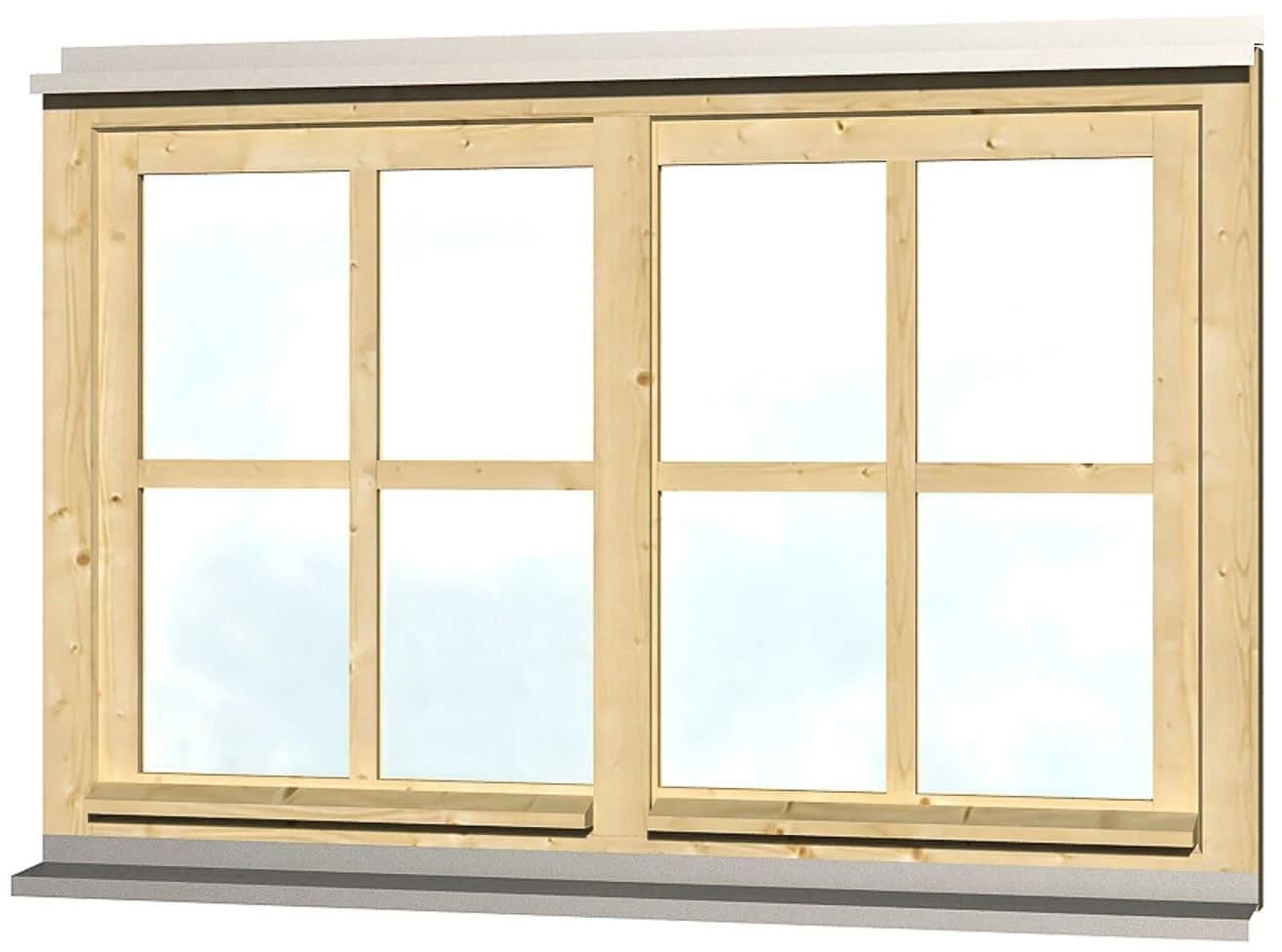 Skan Holz Doppelfenster Massivholz Dreh-Kipp-Funktion Beige