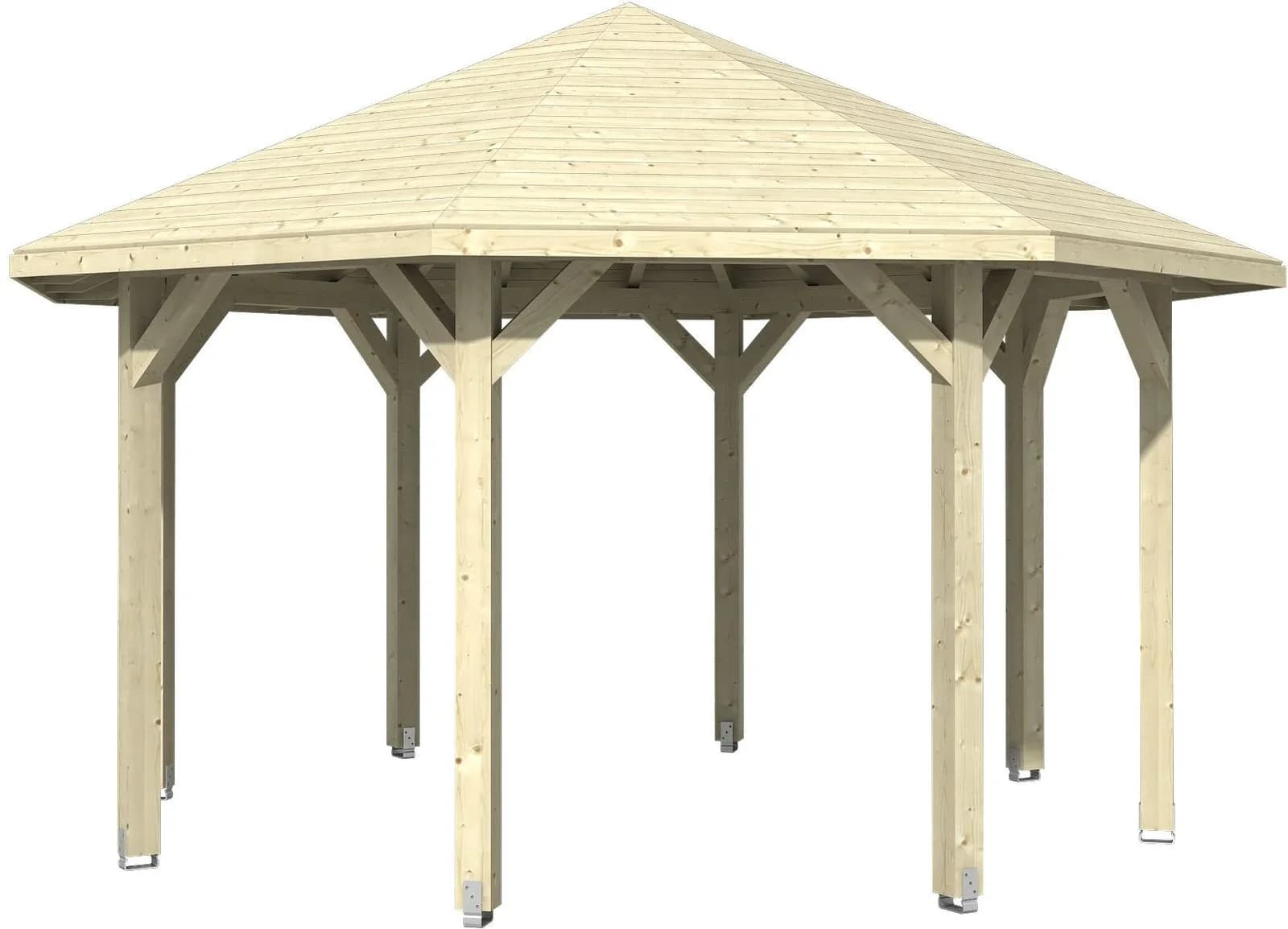 SKANHOLZ Holzpavillon Nice 2 Achteckig Leimholz Natur