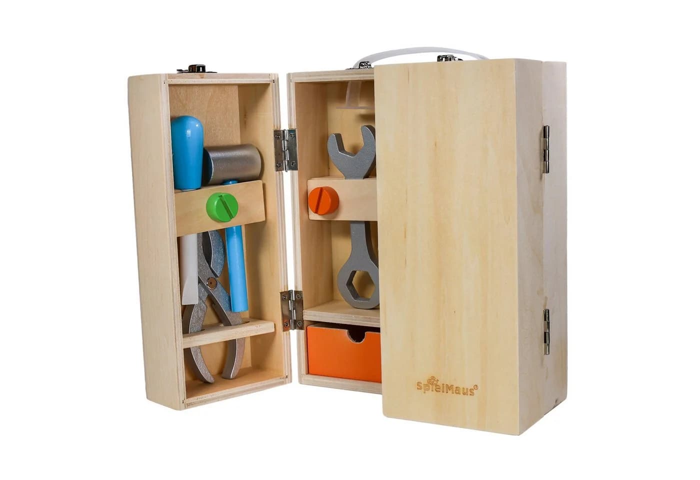 Spielzeugkoffer aus Holz für Kinder