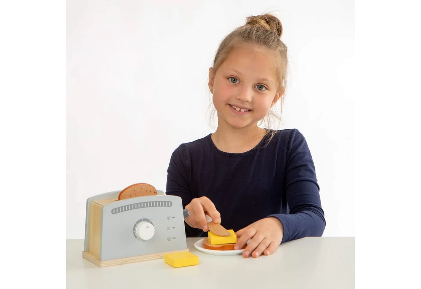 Vedes Kinder-Küchenset Holz Toaster mit Zubehör 8-tlg.