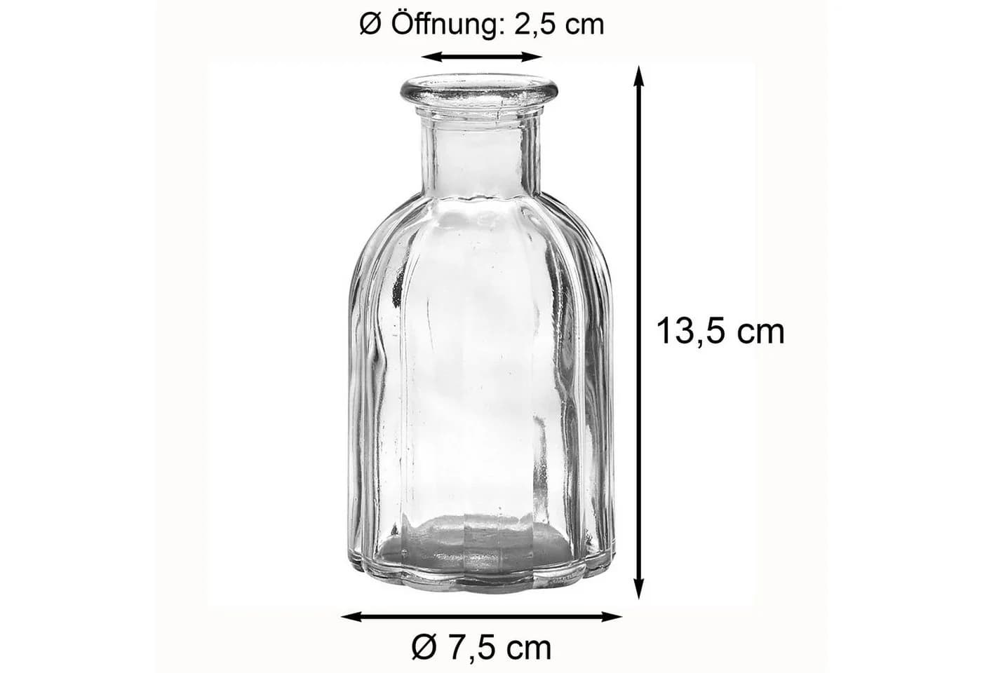 Annastore 6er-Vasensammlung Glas geriffelt Vintage