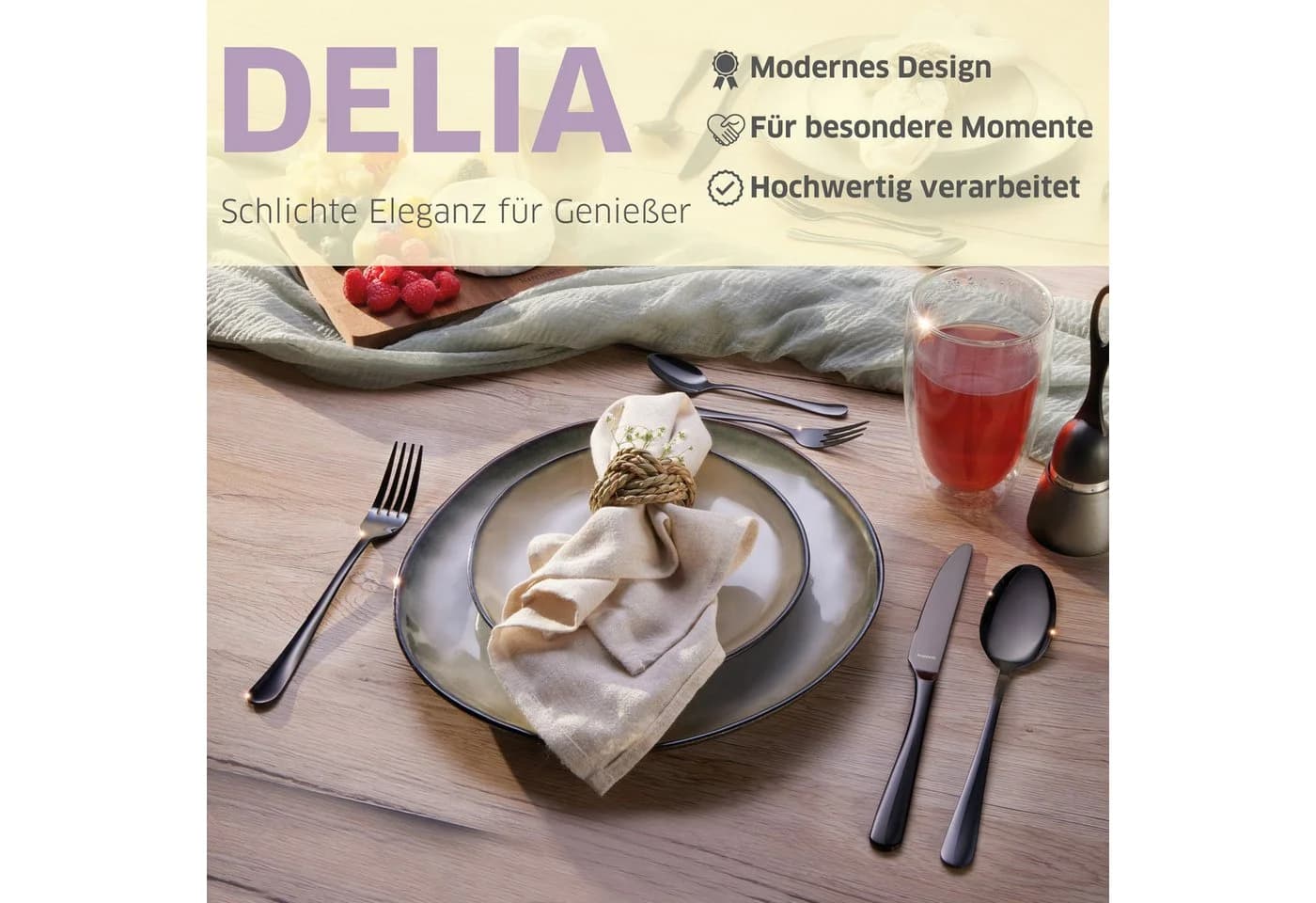 Kuppels Besteck-Set DELIA 30-tlg. Schwarz PVD Edelstahl