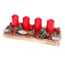 CreaFlor Home Länglicher Adventskranz Rot Handarbeit Holztablett Bild 2