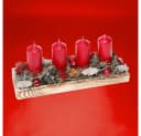 CreaFlor Home Länglicher Adventskranz Rot Handarbeit Holztablett Bild 3