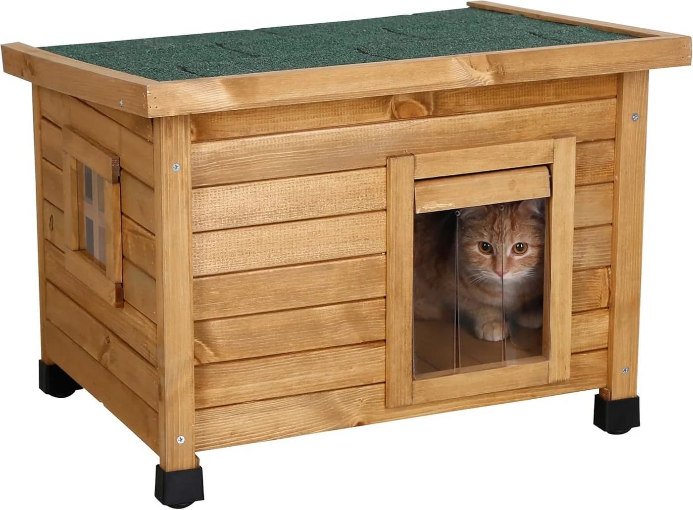 Kerbl Katzenhaus Rustica Holz mit Schwingtüre und Plexiglasfenster - Bild 3