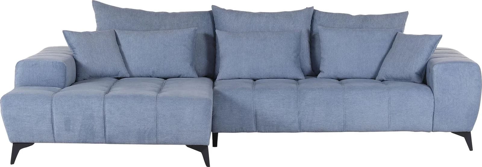 GUTMANN FACTORY Ecksofa blau mit elektrischer Verstellfunktion und Ottomane