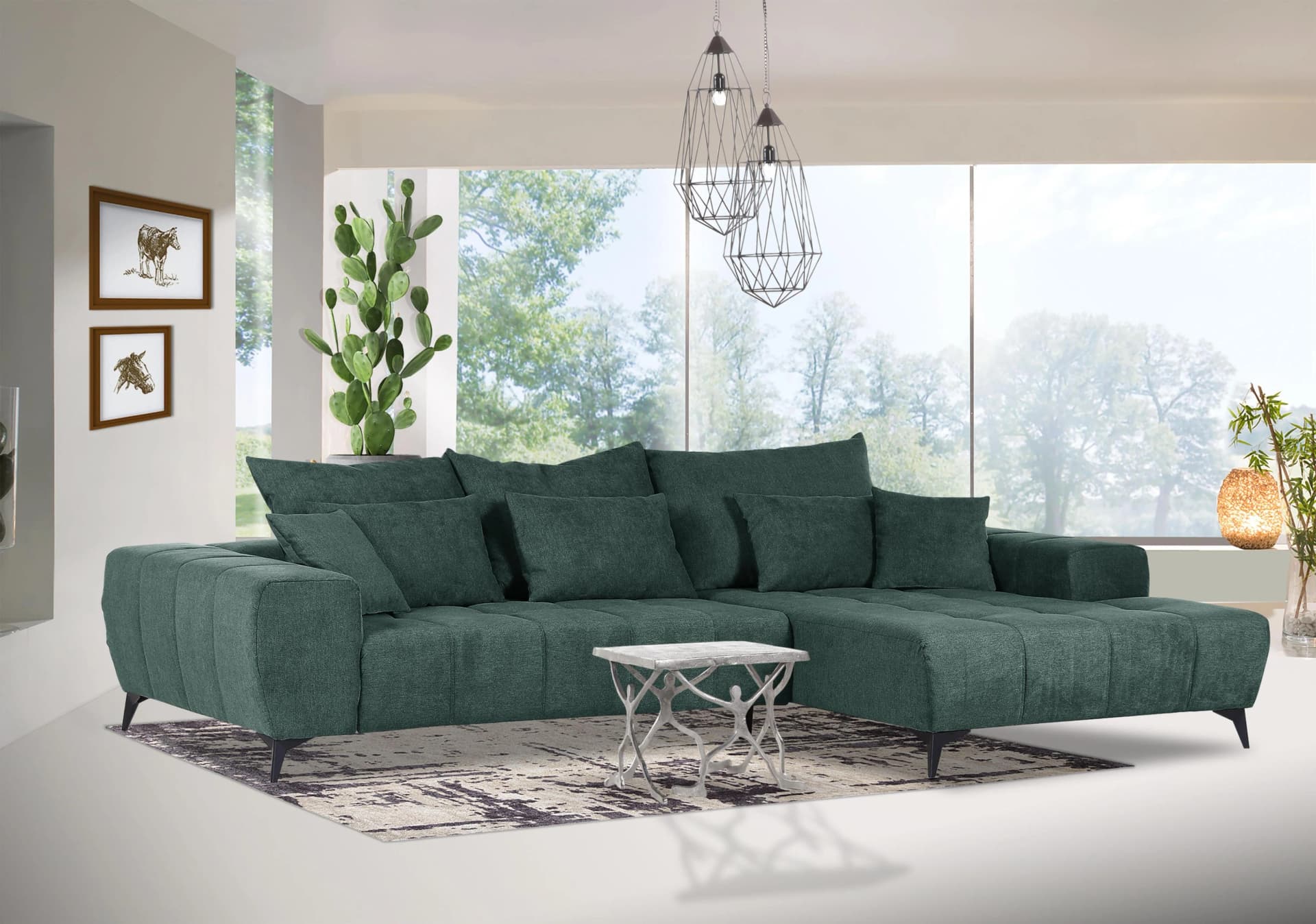 GUTMANN FACTORY Ecksofa mit elektrischer Verstellfunktion und Ottomane Grün