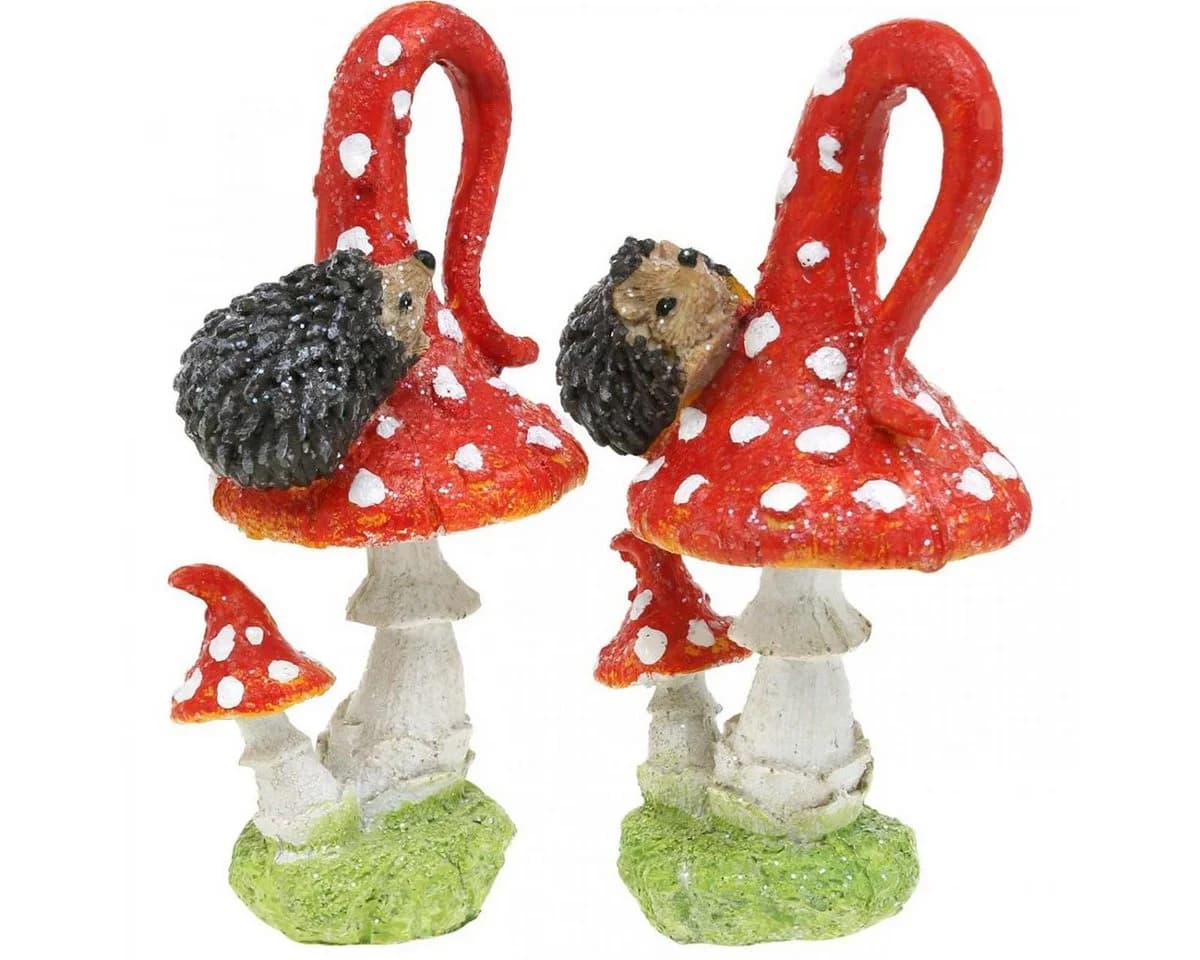 Florists Products Fliegenpilz Igel Deko Herbst Rot Glitzer 14cm 2St - Bild 4