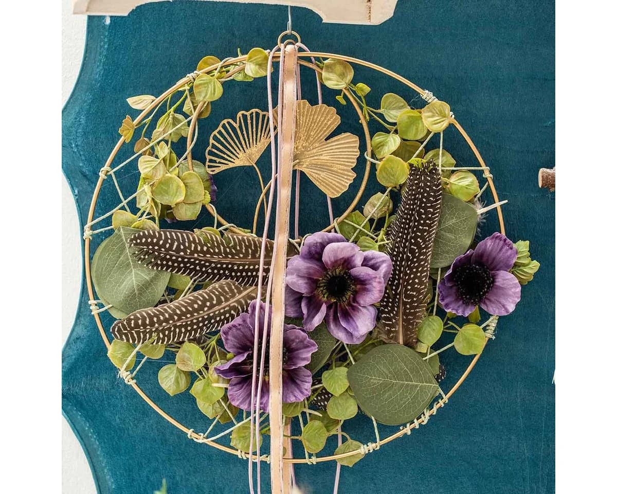 Florists Products Hängedekoration Ginkgo Wanddeko Metall Vintage
