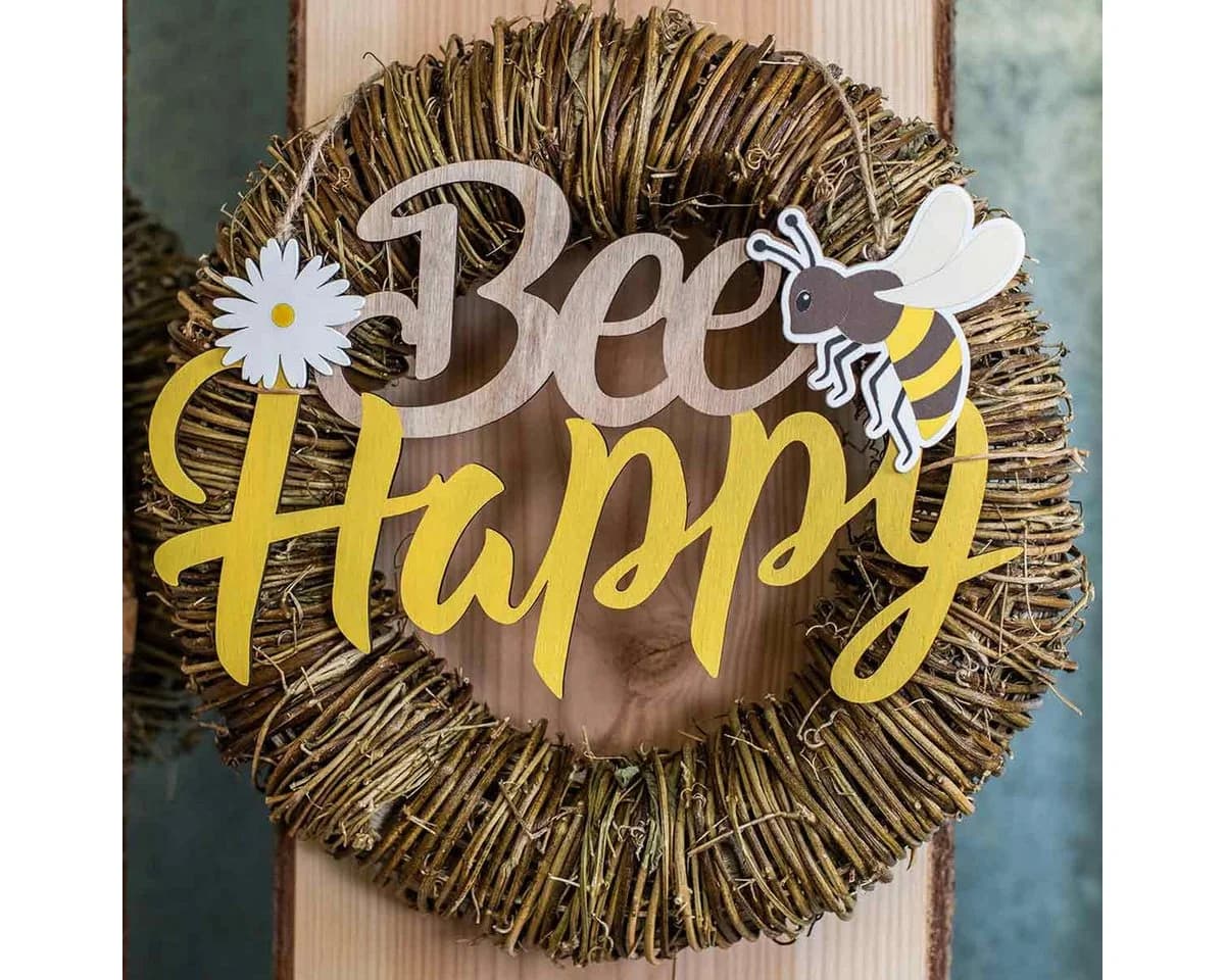 Viana Dekoschild Biene "Bee Happy" Holz Sommerdeko