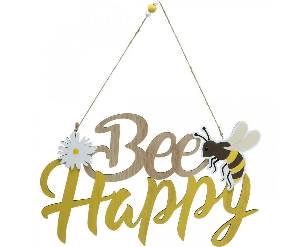 Viana Dekoschild Biene "Bee Happy" Holz Sommerdeko - Bild 2