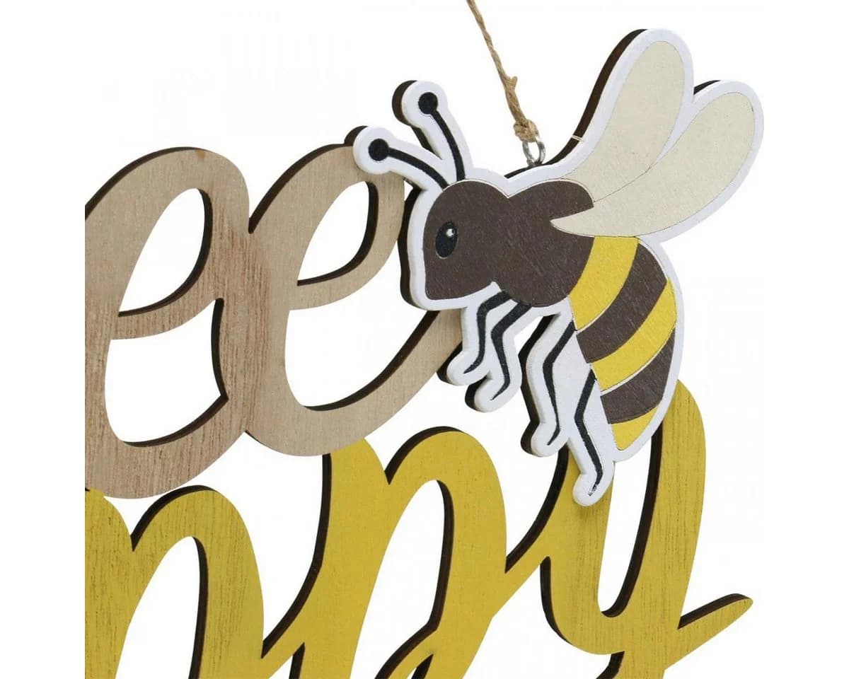 Viana Dekoschild Biene "Bee Happy" Holz Sommerdeko - Bild 3