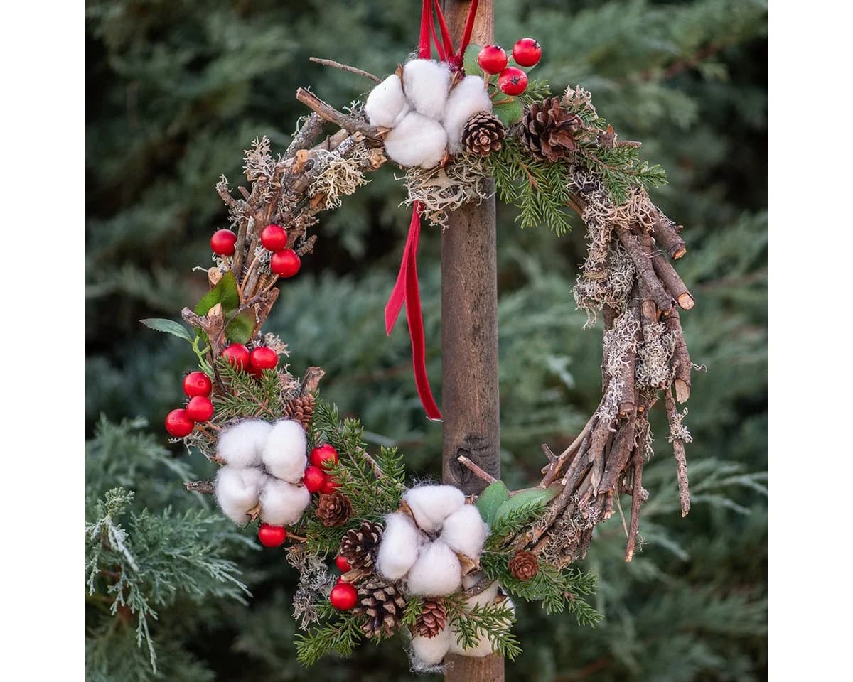 Florists Products Trockenblume Baumwollzweig Deko 5 Köpfe 50cm Weiß