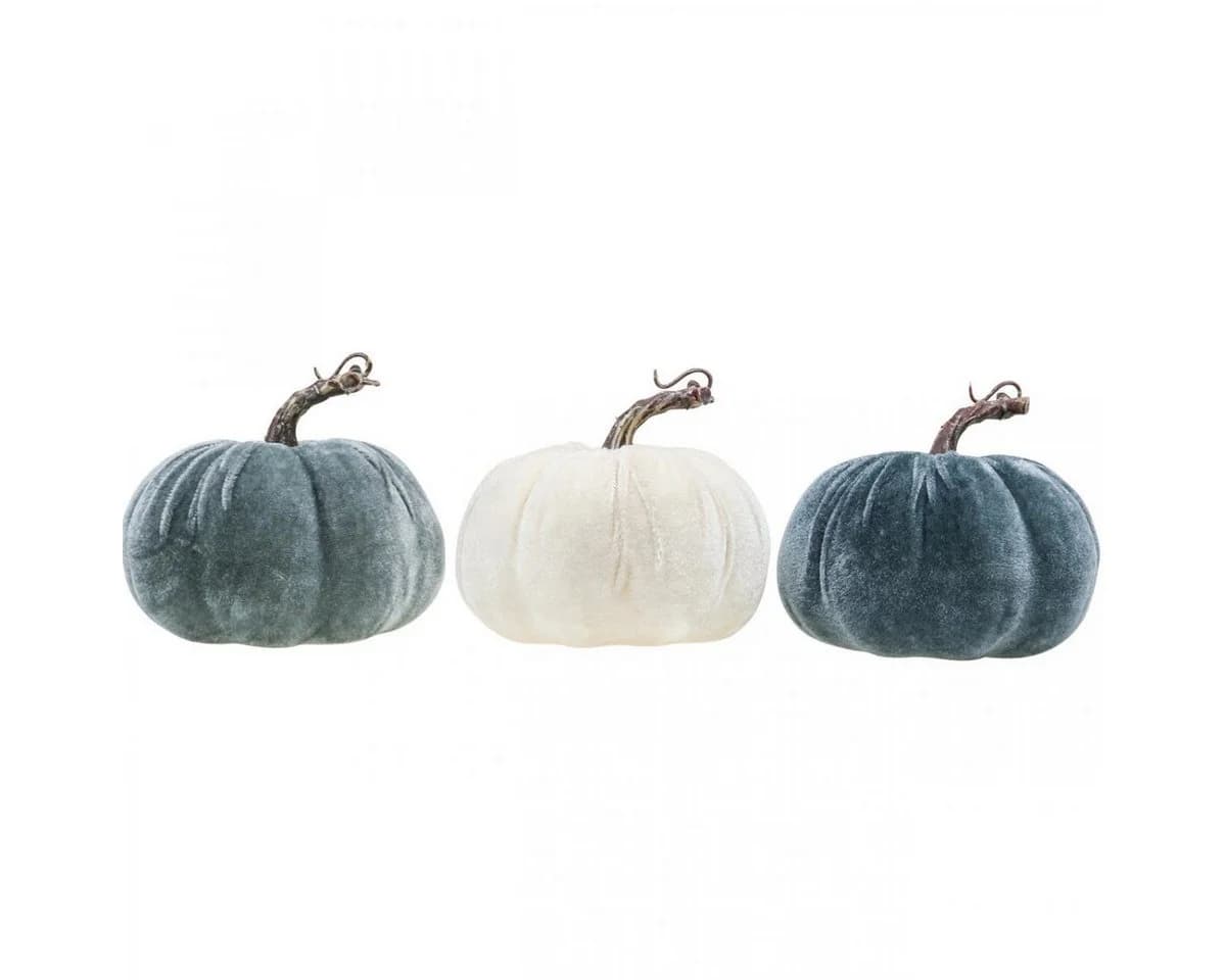 Florists Products Deko-Kürbis 3er-Set Beige Grau Beflockt - Bild 4