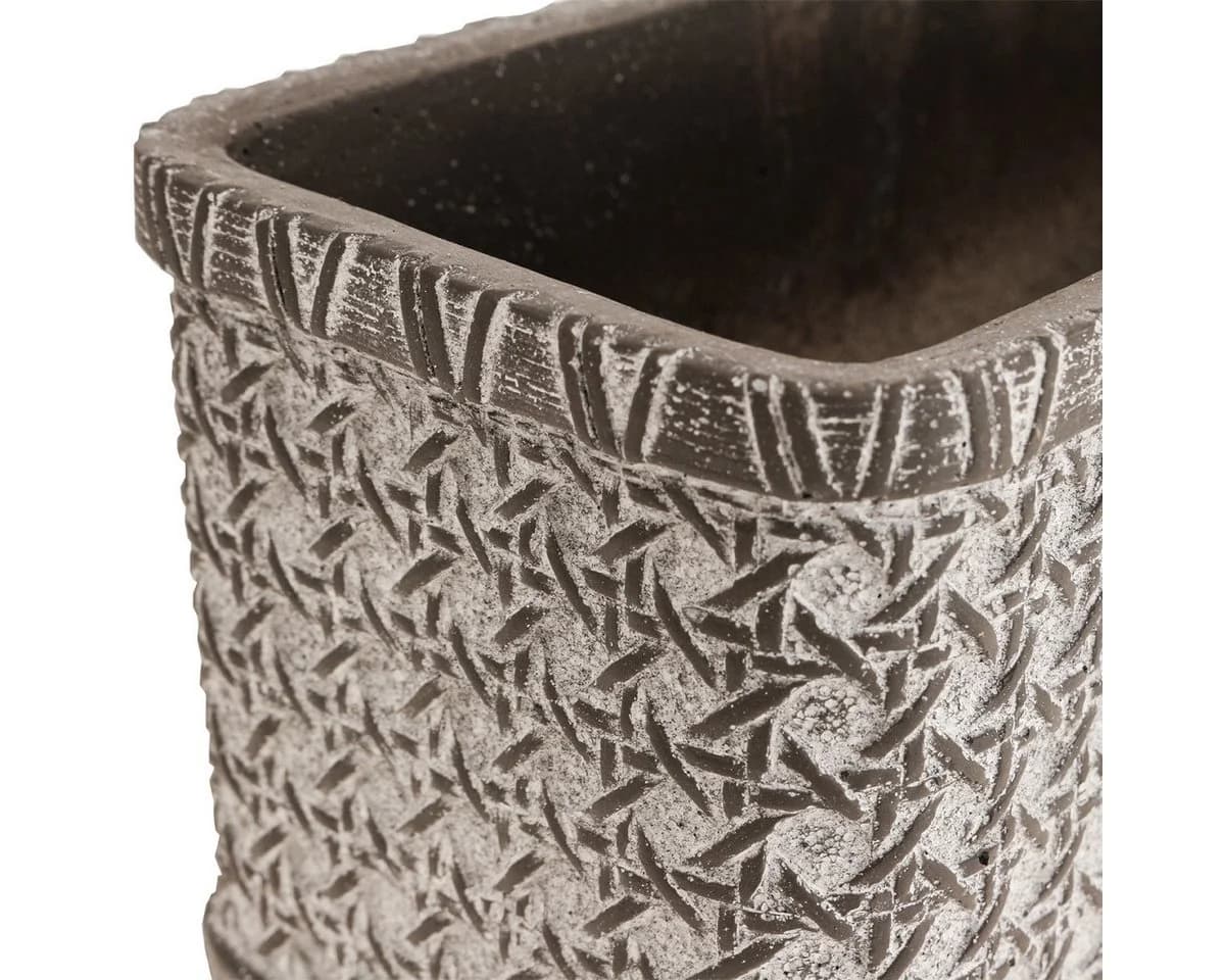Viana Übertopf Keramik Geflochtenes Design Braun Weiß