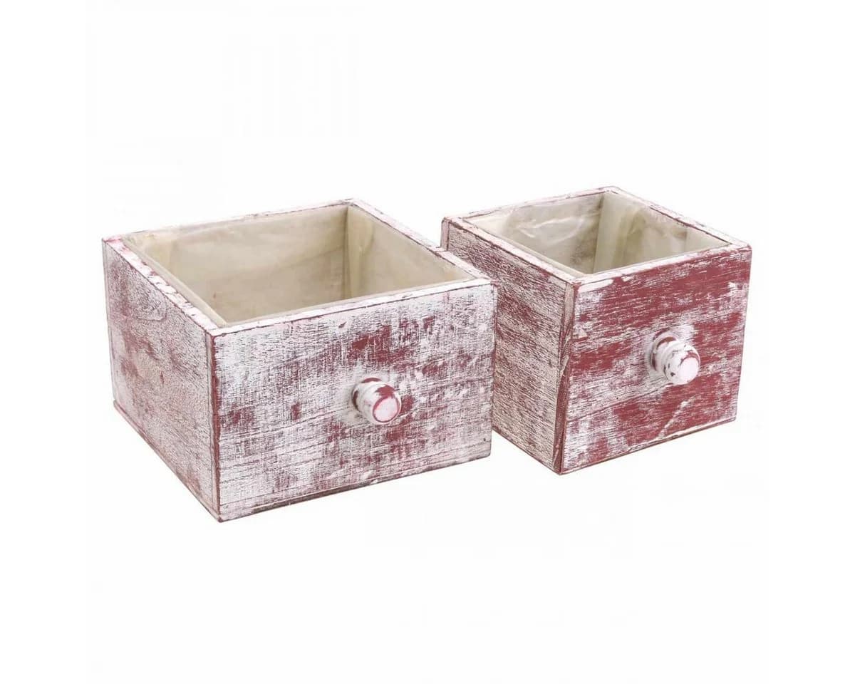 Viana Dekokorb 2er-Set Shabby Chic Pflanzkasten Rot-Weiß - Bild 3