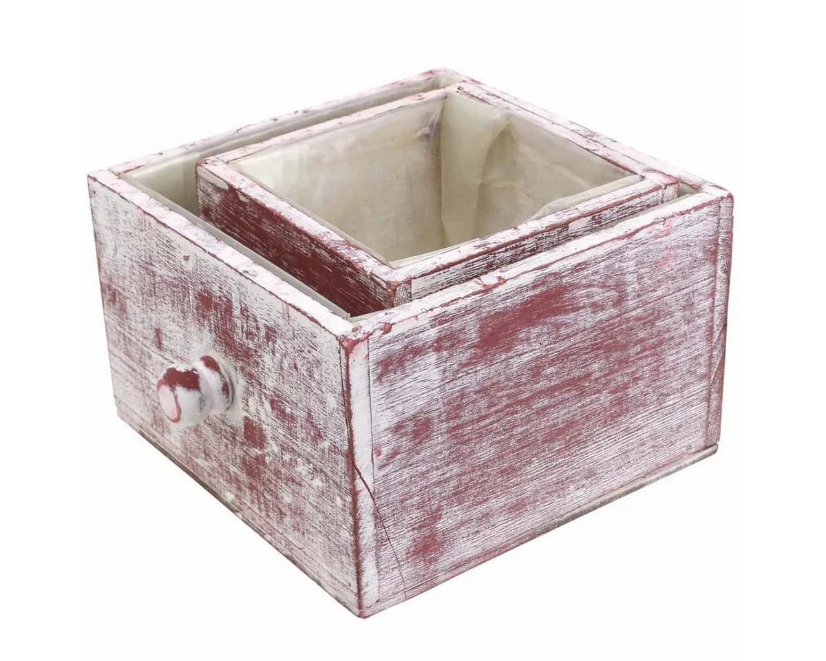 Viana Dekokorb 2er-Set Shabby Chic Pflanzkasten Rot-Weiß - Bild 4