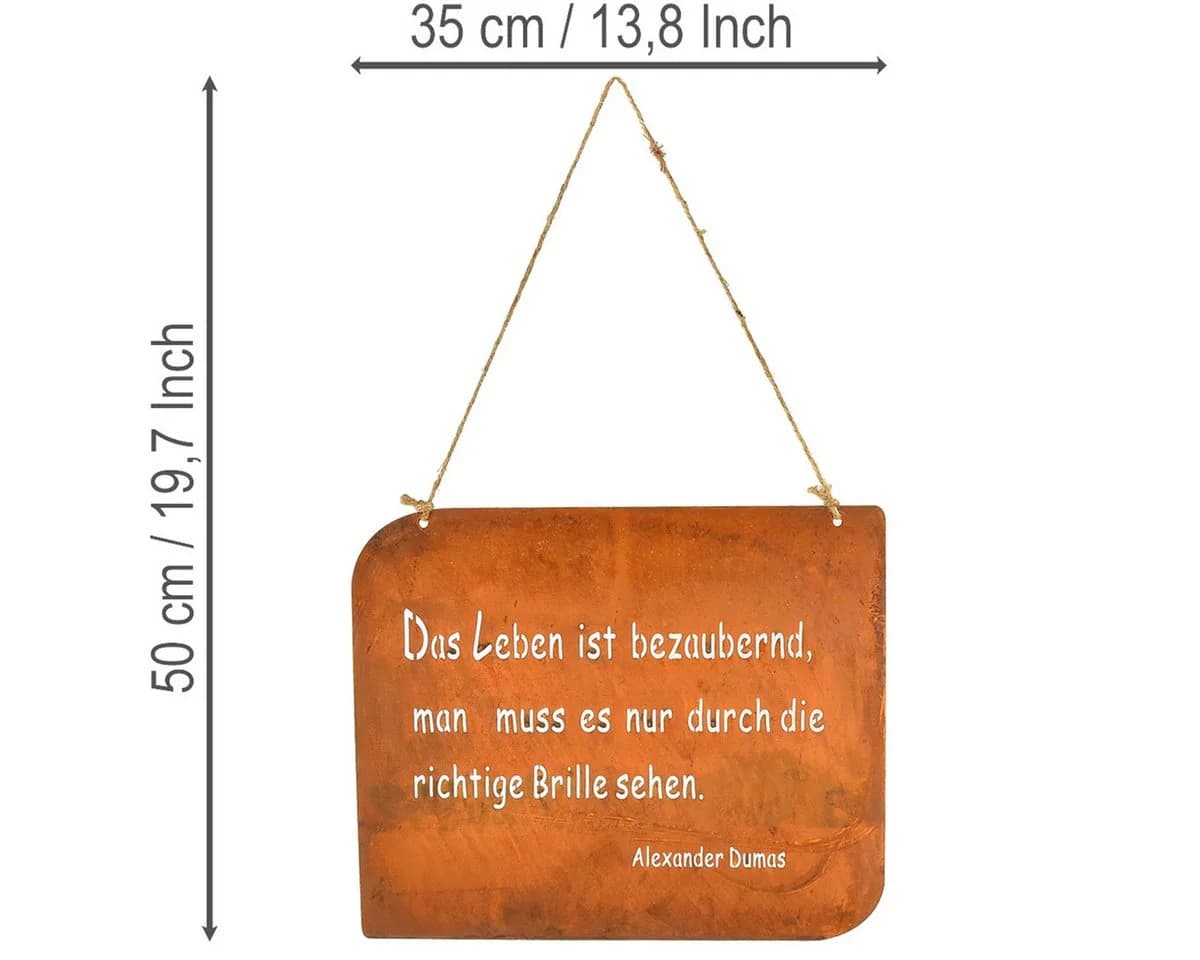 Viana Metallschild mit Spruch Garten Deko Wand Schild Rustikal Braun - Bild 3