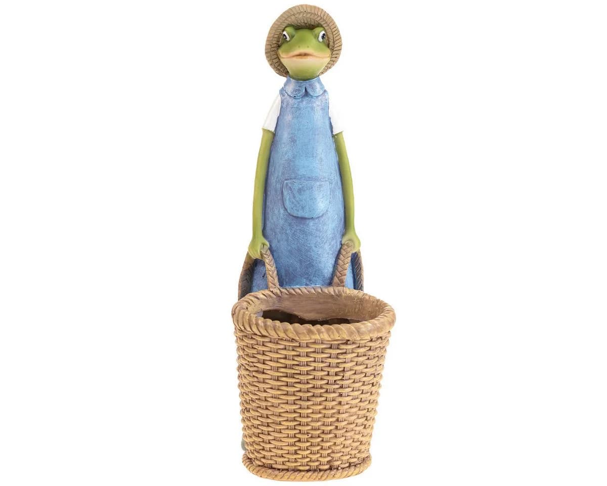 Viana Dekofigur Frosch Gärtner Polyresin Pflanztopf Gartendeko - Bild 2