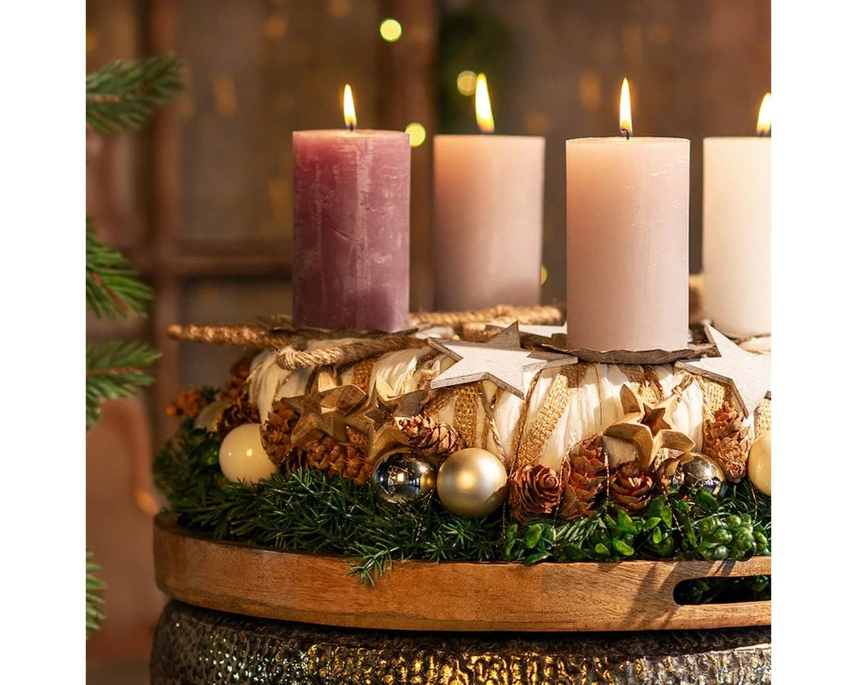 Viana Christbaumschmuck Natürliche Holzsterne Dekohänger Weihnachtsschmuck Ø4,5cm 8er Set - Bild 3