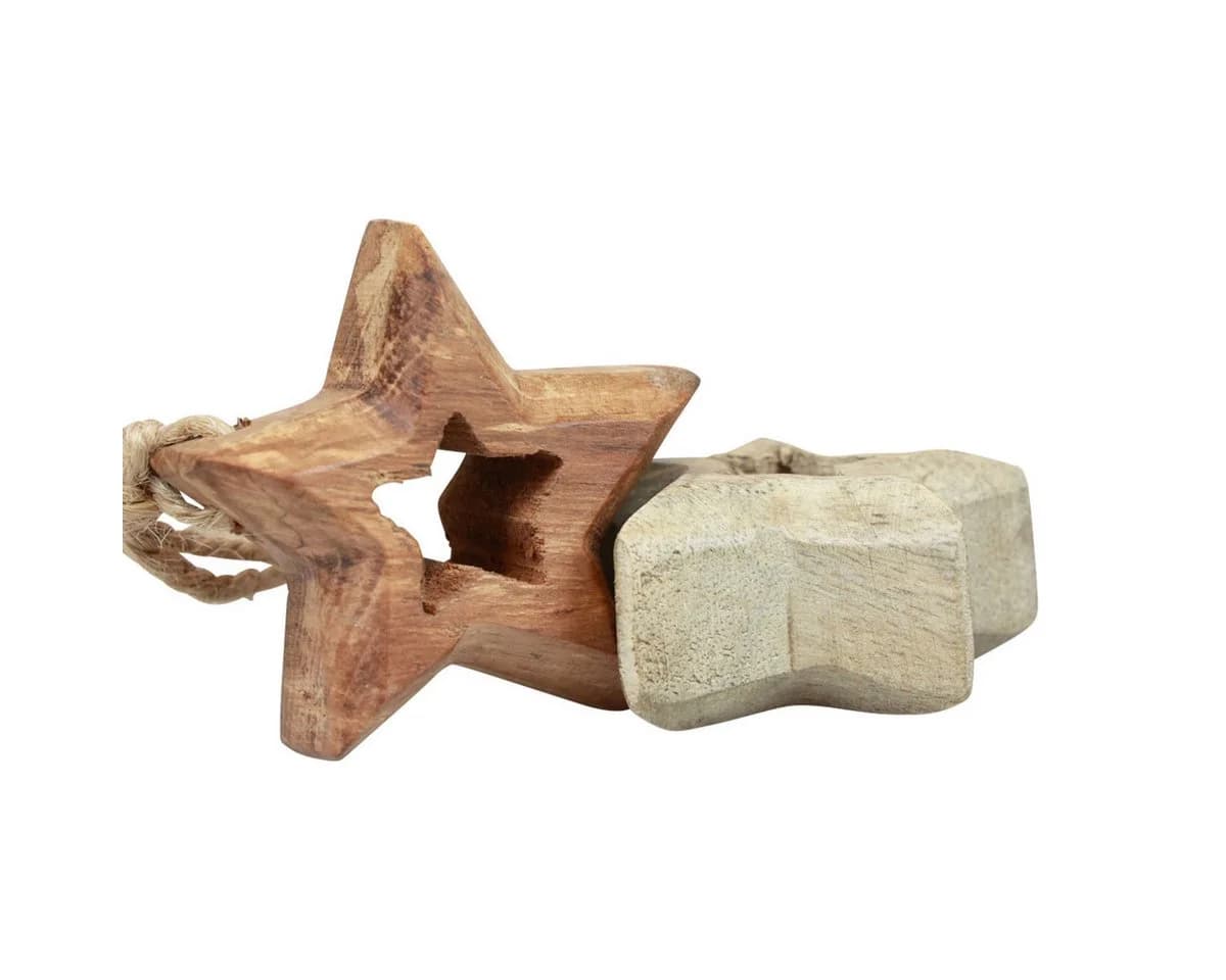 Viana Christbaumschmuck Natürliche Holzsterne Dekohänger Weihnachtsschmuck Ø4,5cm 8er Set - Bild 4