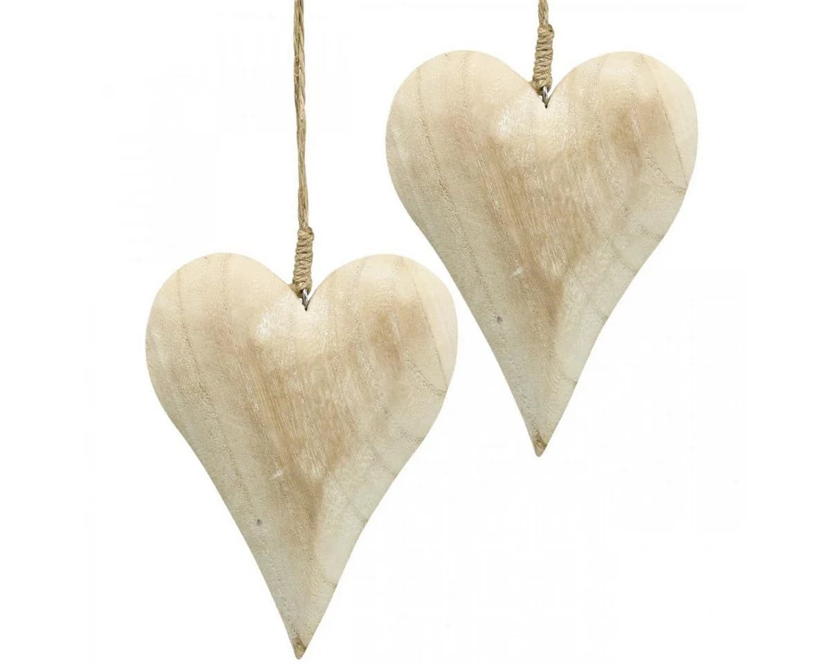Viana Herzdeko aus Holz weiß/silbern mit Jutekordel - Bild 2