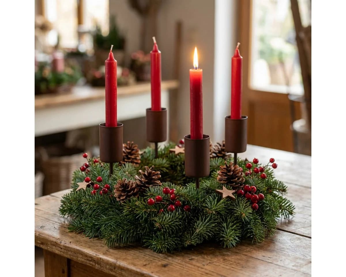 Viana Kerzenhalter Braun Metall Kerzenstecker für Adventskranz und Gestecke