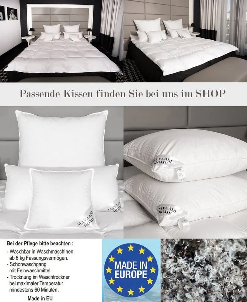 Mayaadi Home Baumwollbettdecke 135x200 cm 15% Daunen 85% Federn Weiß - Bild 5
