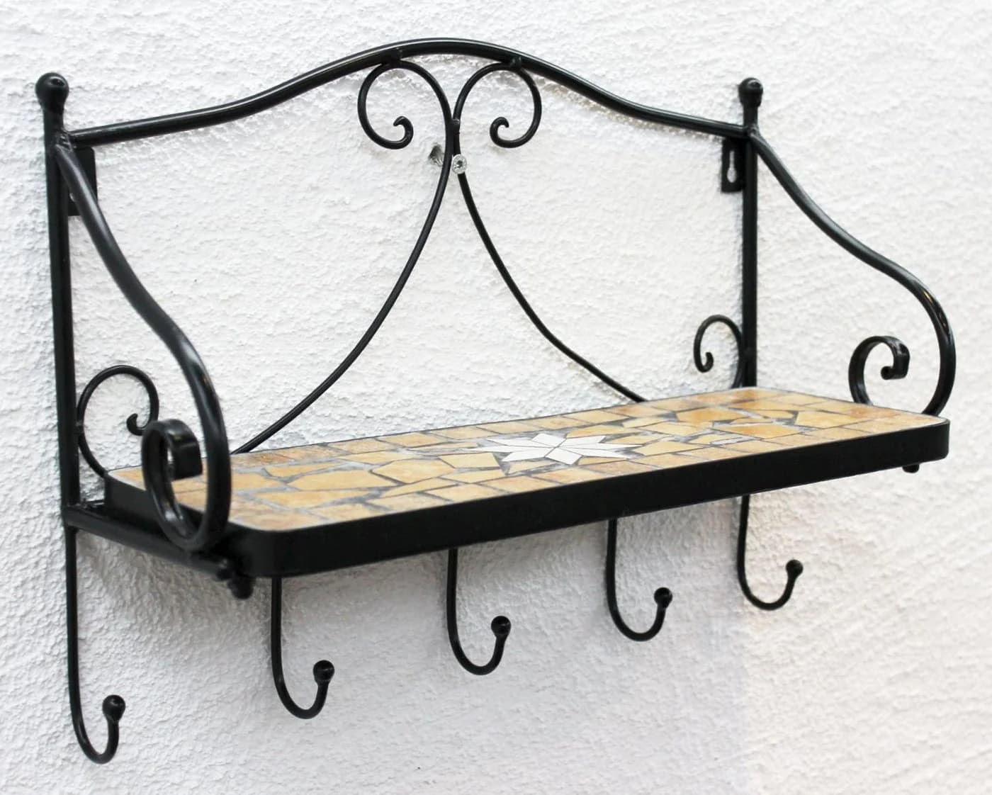 DanDiBo Wandregal Merano Mosaik Schwarz Metall mit 5 Haken - Bild 3