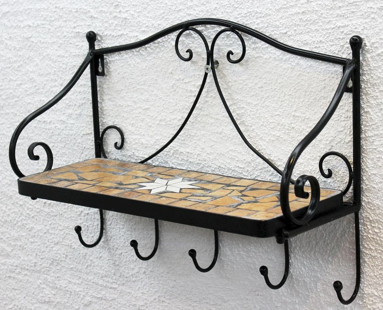 DanDiBo Wandregal Merano Mosaik Schwarz Metall mit 5 Haken - Bild 4