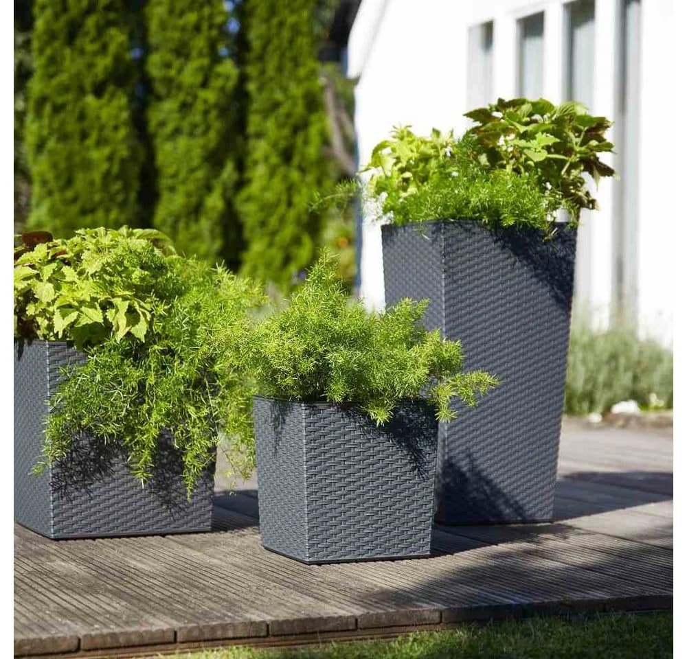 Siena Garden Pflanzkübel Rillenoptik Eckig Graphit - Bild 4