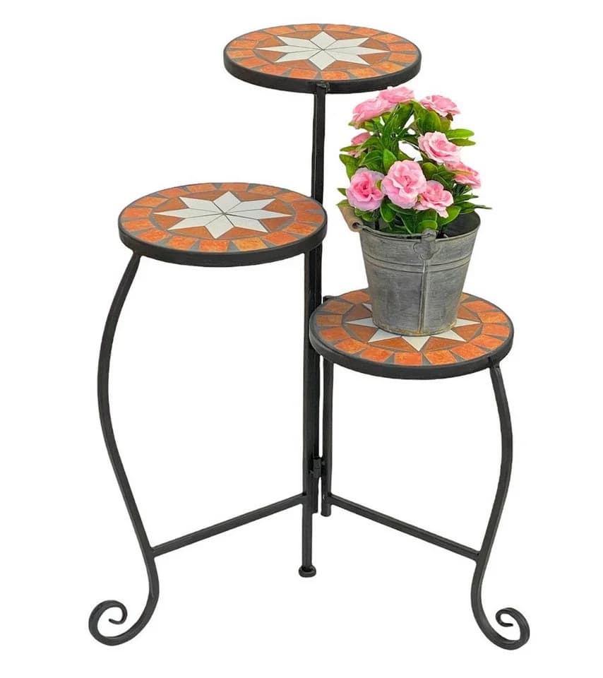 DanDiBo Blumentreppe Mosaik Orange-Rot Schwarz Metall - Bild 2