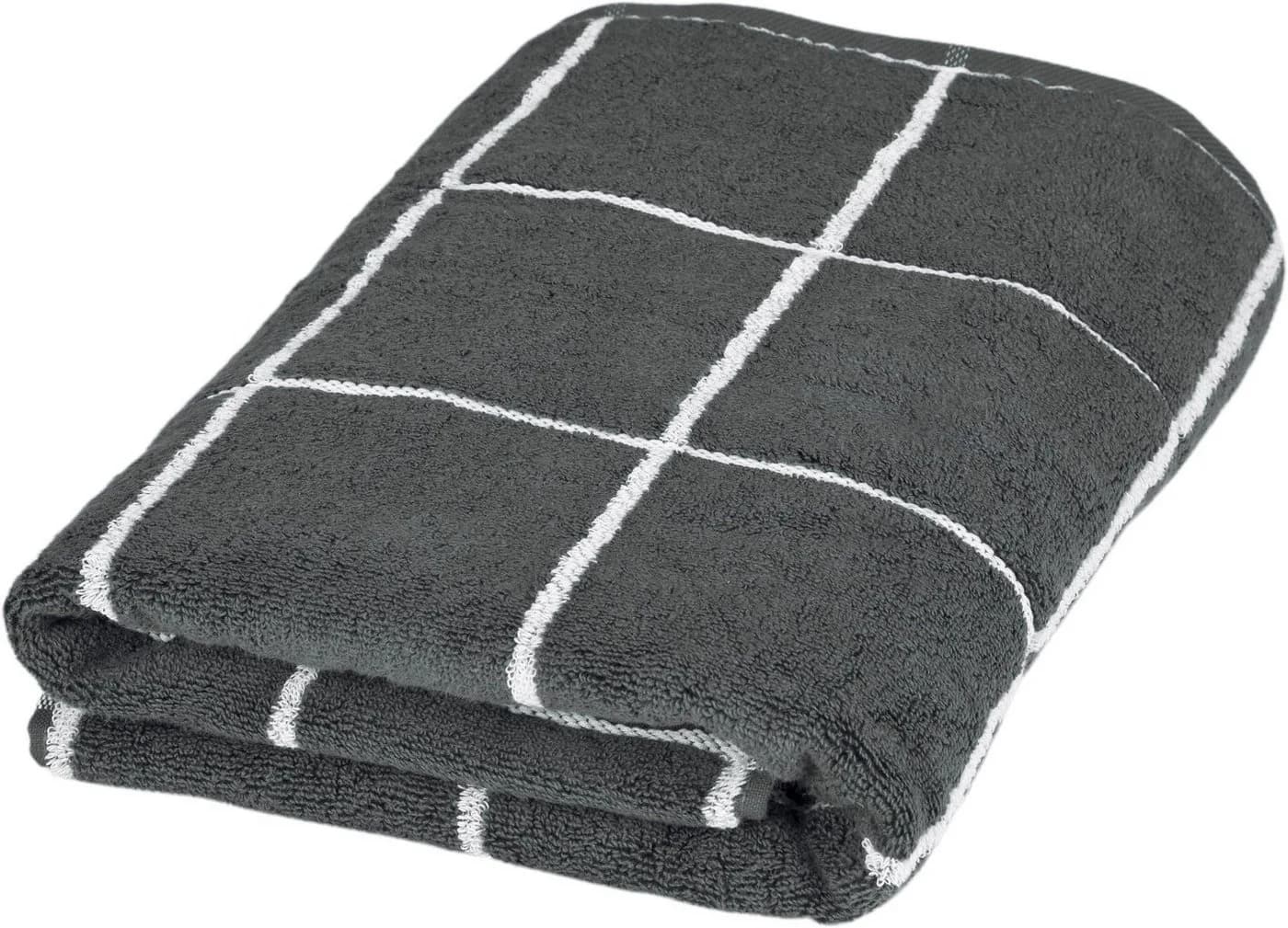 ROSS Cashmere Überkaro Duschtuch Anthrazit 100% Baumwolle Frottier - Bild 2