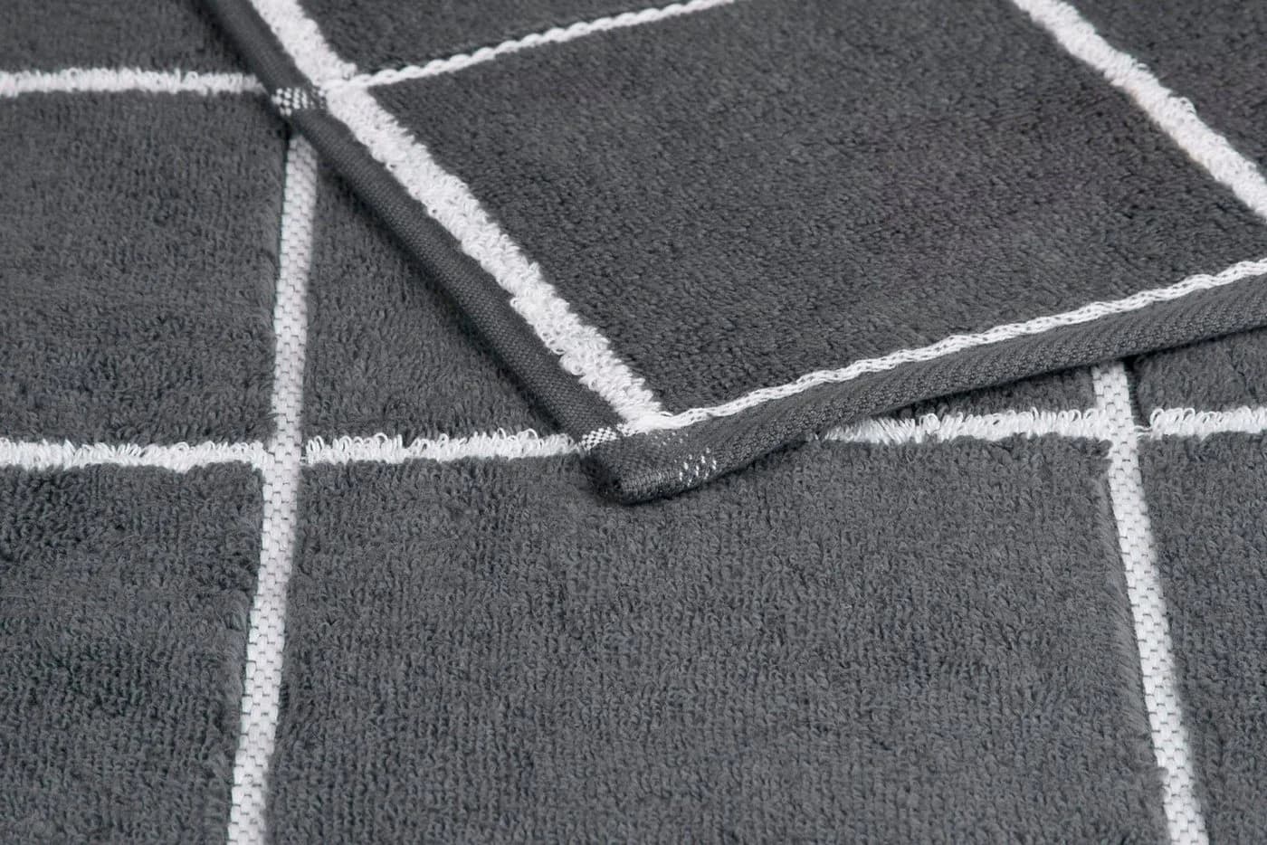ROSS Cashmere Überkaro Duschtuch Anthrazit 100% Baumwolle Frottier - Bild 4