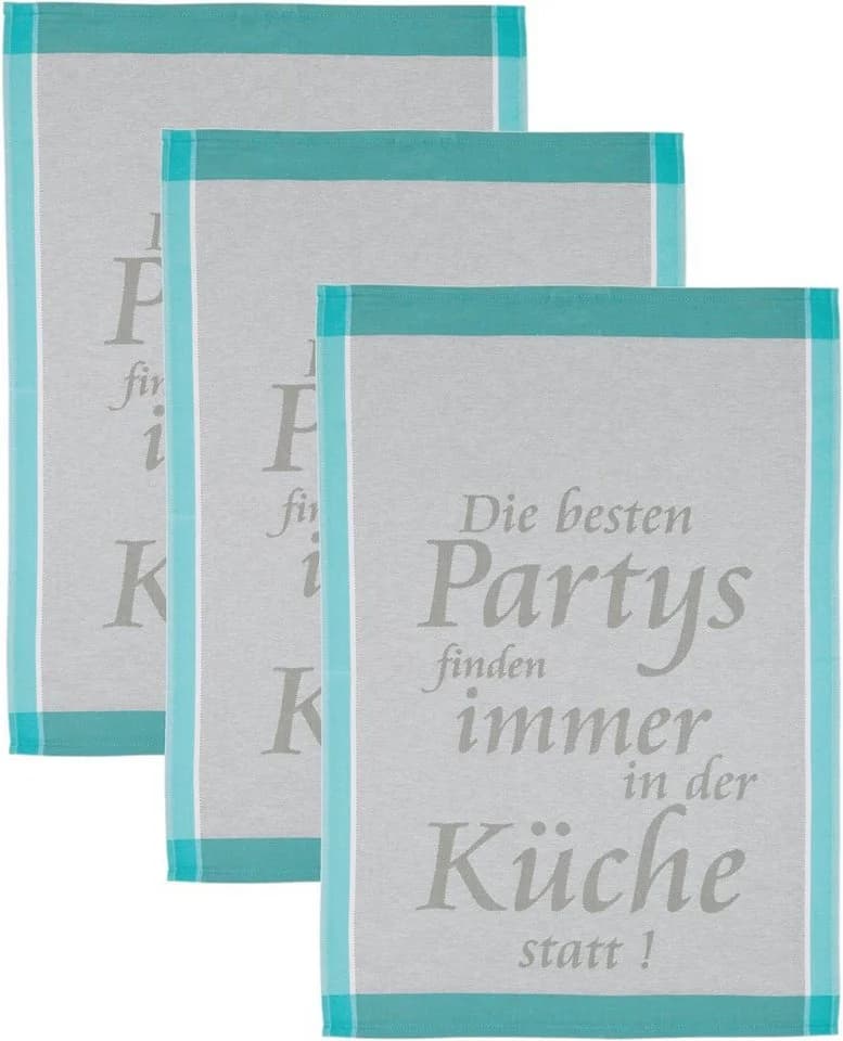 ROSS Geschirrtuch-Set Grau/Türkis 100% Baumwolle 50x70 cm - Bild 2