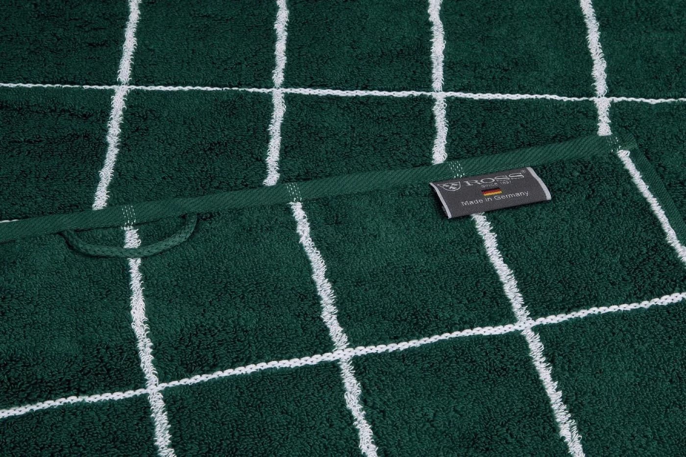 ROSS Cashmere Überkaro Handtuch Moosgrün 100% Baumwolle Frottier - Bild 3