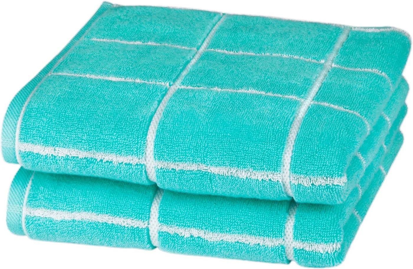 ROSS Cashmere Überkaro Handtücher Bleached Aqua Kariert Frottier - Bild 2